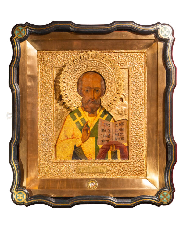 Старинная икона «Николай Чудотворец», XIX век
